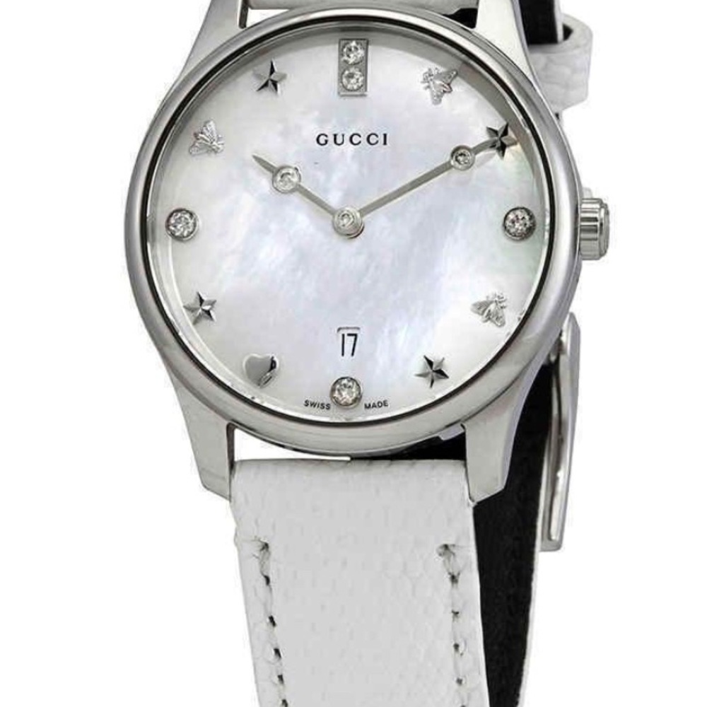 GUCCI G-Timeless Mother of Pearl Diamond Quartz Dial Ladies Watch-NEW!